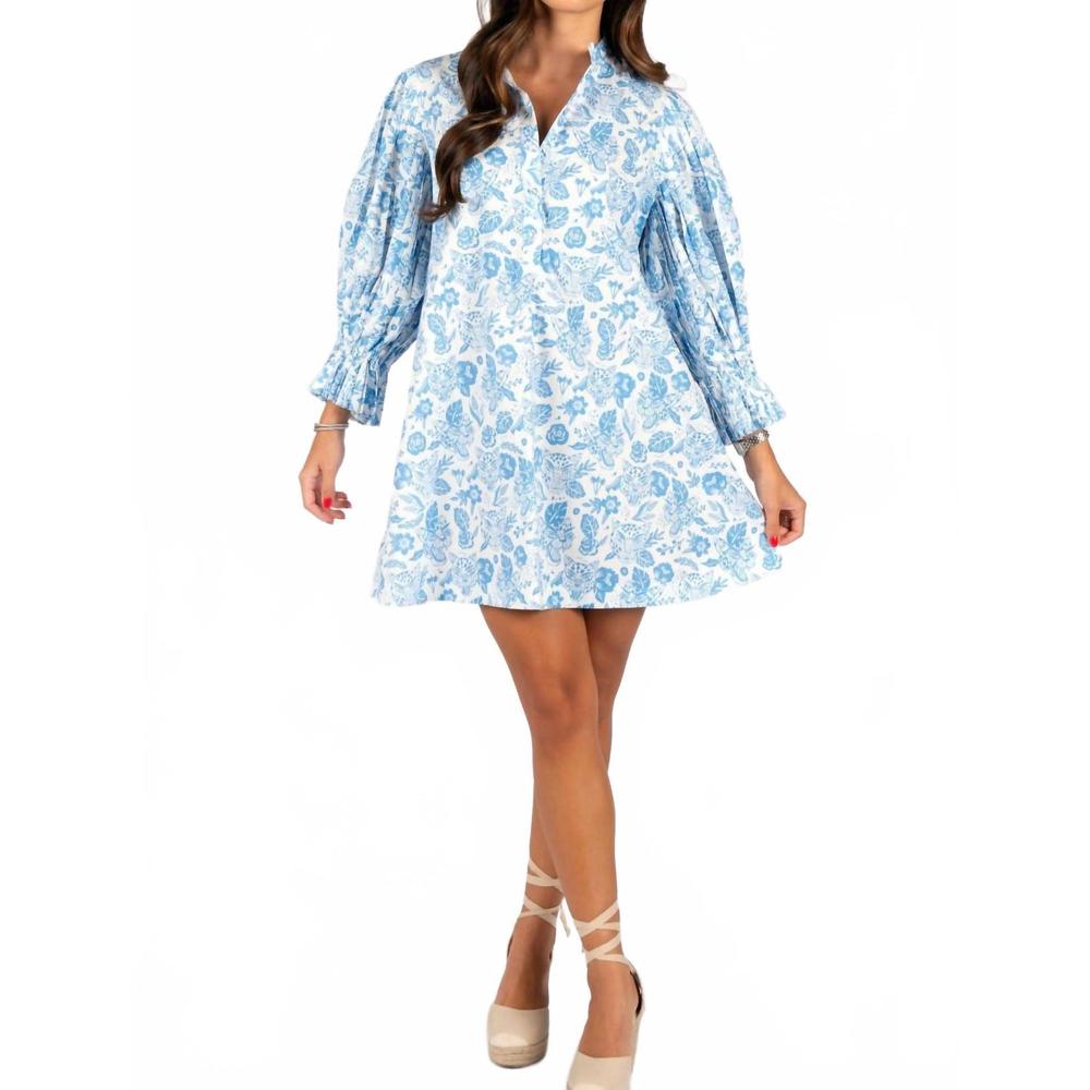 NEW SINCERELY OURS leopard poplin dress in blue
